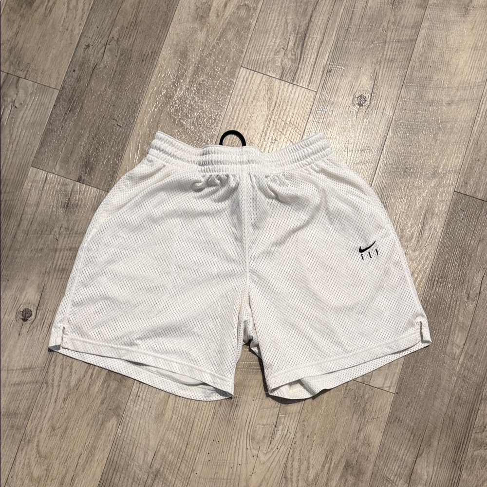 Nike White Mesh Athletic Shorts with Nike Swoosh